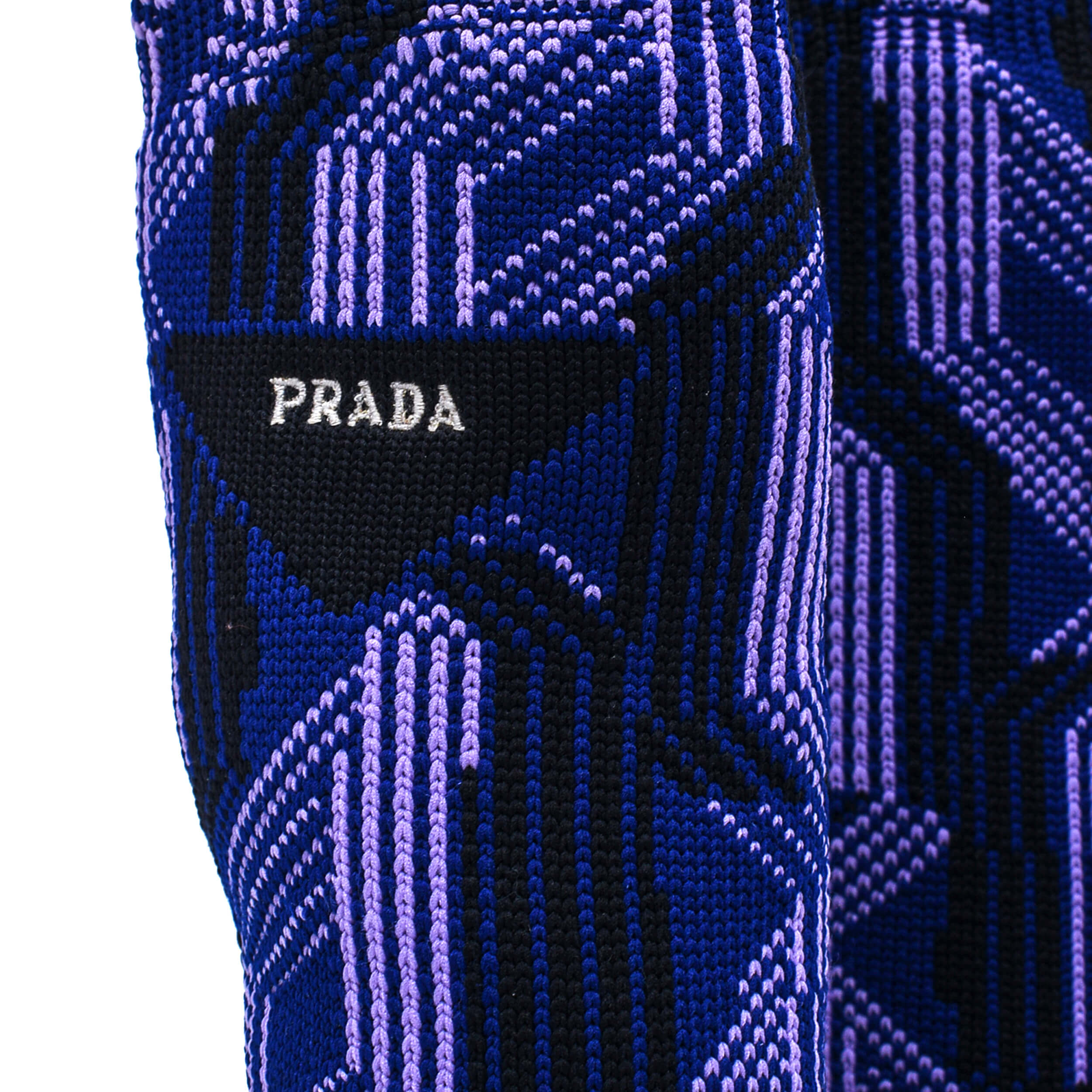 Prada - Purple Jacquard Knit Platform Ankle Boots / 38